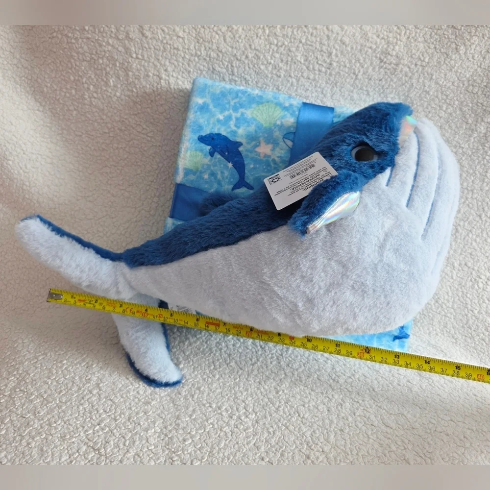 Whale Plush with Blanket Gift Set, Blue, 35